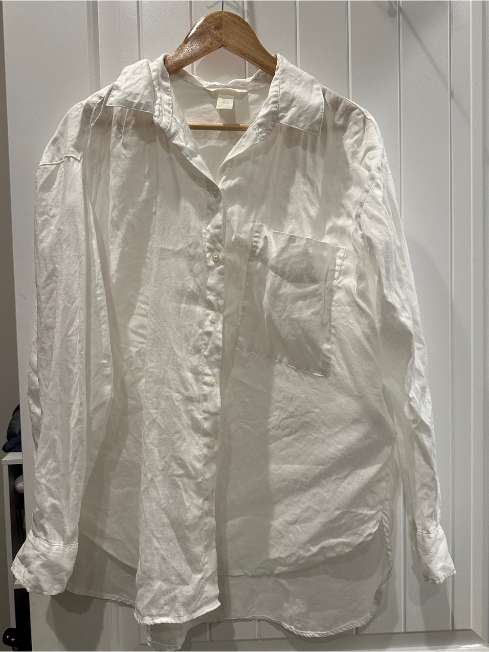 H&M White Linen Button-Down Shirt